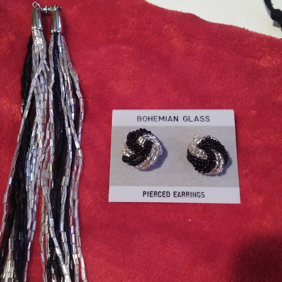 Vintage bohemian glass necklace/ matching earrings - Picture 7 of 7